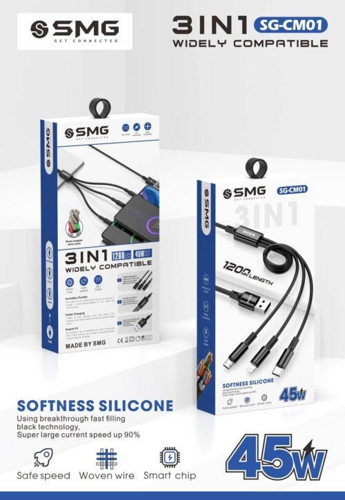 SMG CM01 (45W) 3IN1 SOFTNESS SILICON CABLE