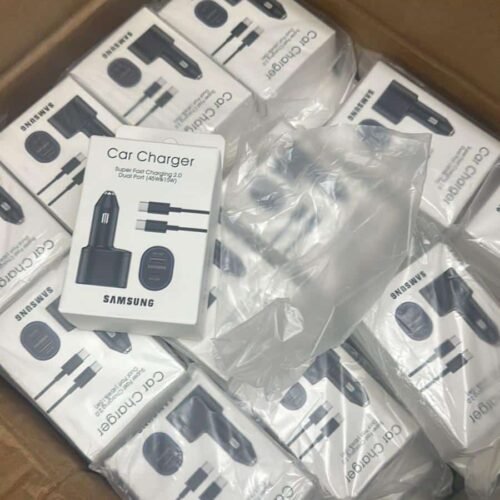 Samsung Super Fast Dual Car Charger with a USB Type-C to Type-C cable