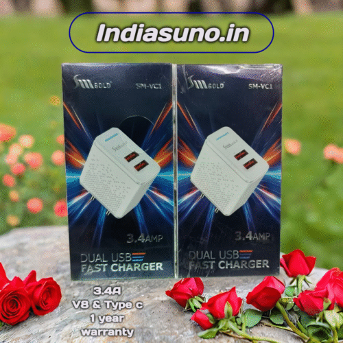 SM GOLD VC1 3.4A V8 & TYPE C MOBILE CHARGER